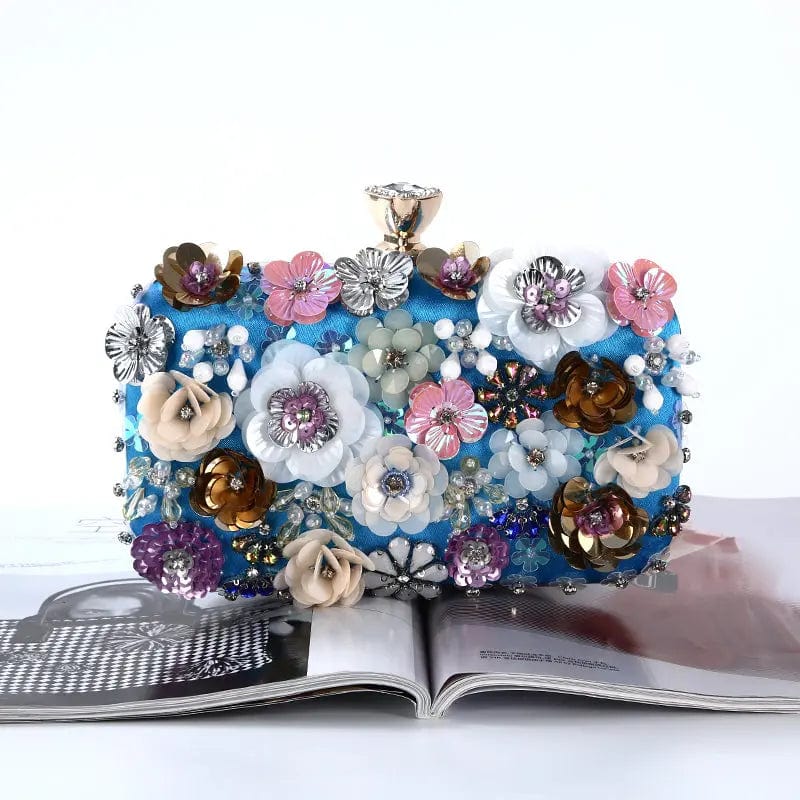 Factory direct wholesale brand new floriation clutch evening bag silk fabric beaded ladies handbag large space for women party