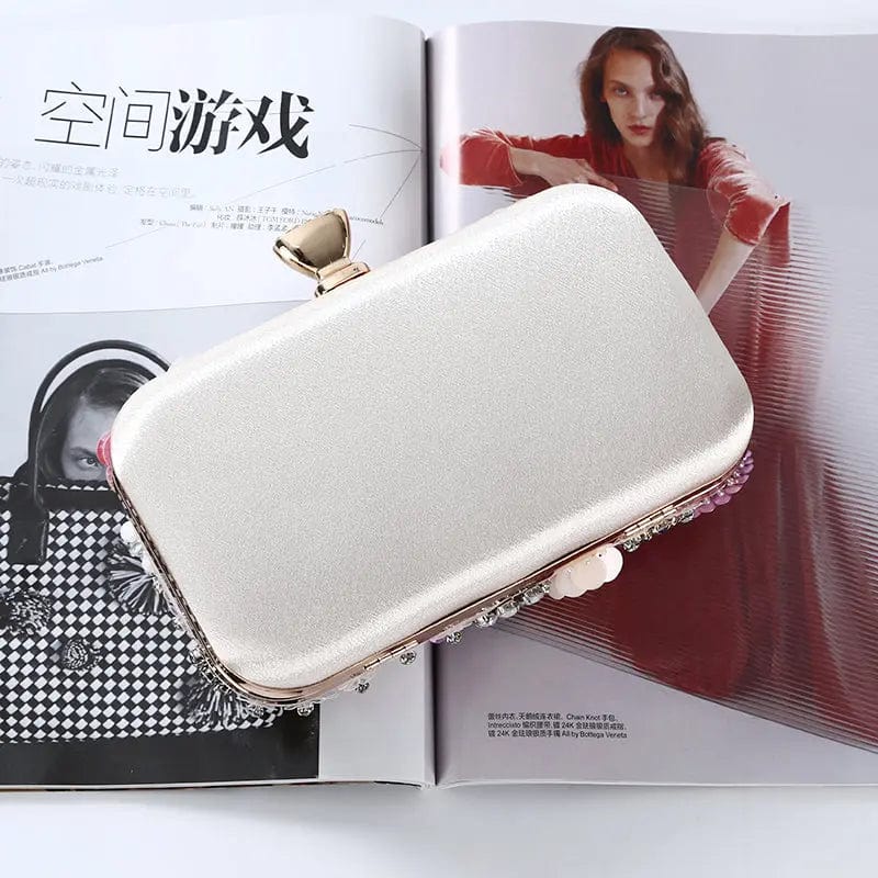 Factory direct wholesale brand new floriation clutch evening bag silk fabric beaded ladies handbag large space for women party