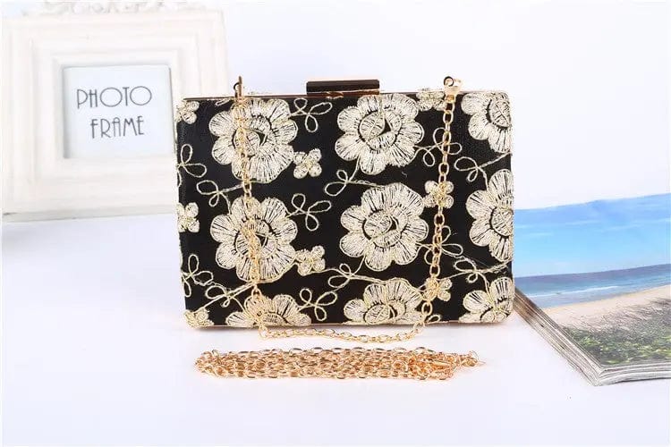 Factory direct wholesale brand new lace flower clutch bag women box evening bags spot supply for lady party prom banquet wedding