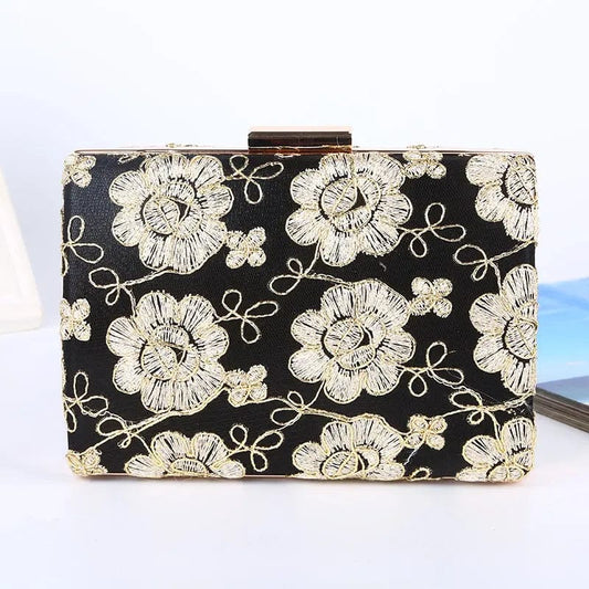 Factory direct wholesale brand new lace flower clutch bag women box evening bags spot supply for lady party prom banquet wedding