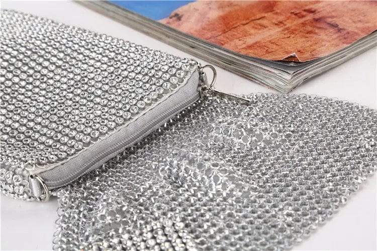 Factory direct wholesale brand new luxury crystal handbags diamond cellphone pouch small messenger bag for women party prom