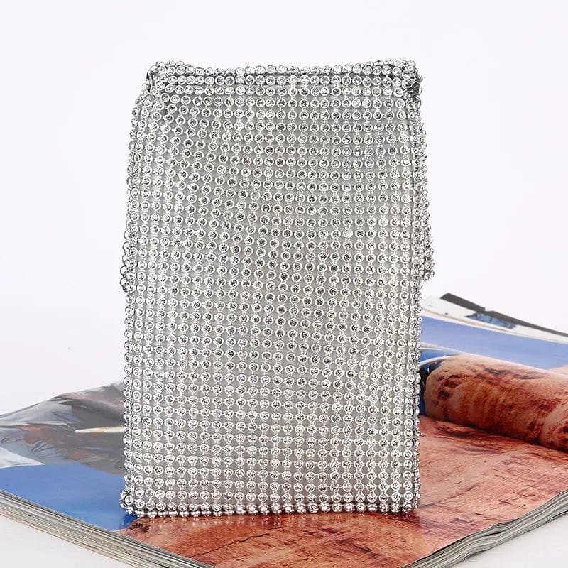 Factory direct wholesale brand new luxury crystal handbags diamond cellphone pouch small messenger bag for women party prom