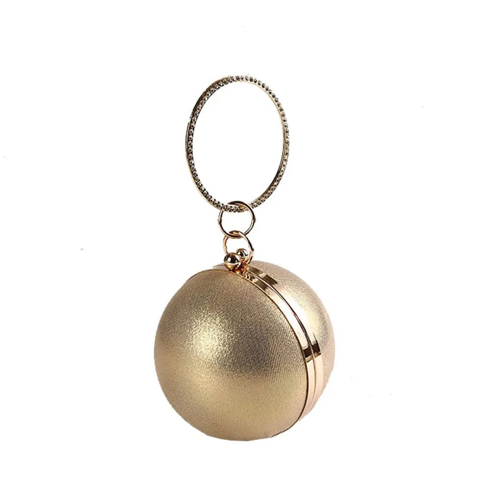 Factory direct wholesale brand new PU fabric crystal loop fashion ball shaped clutch bag evening bag for party prom banquet