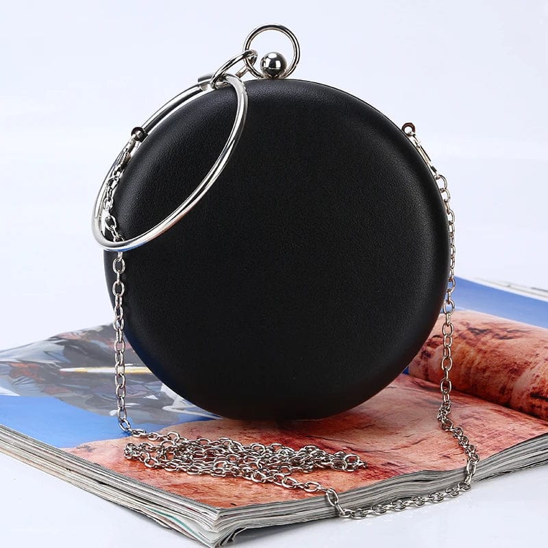 Factory direct wholesale brand new round evening bag PU clutches metal handle ladies handbags for party prom banquet wedding