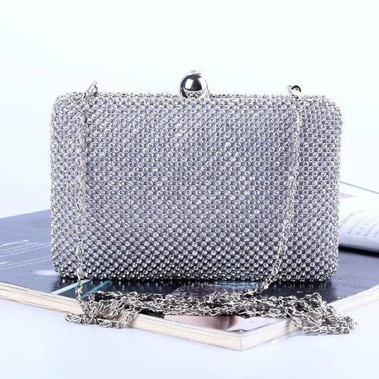 Factory direct wholesale brand new two-sided crystal evening bag clutch bag dazzling box handbags for party prom banquet