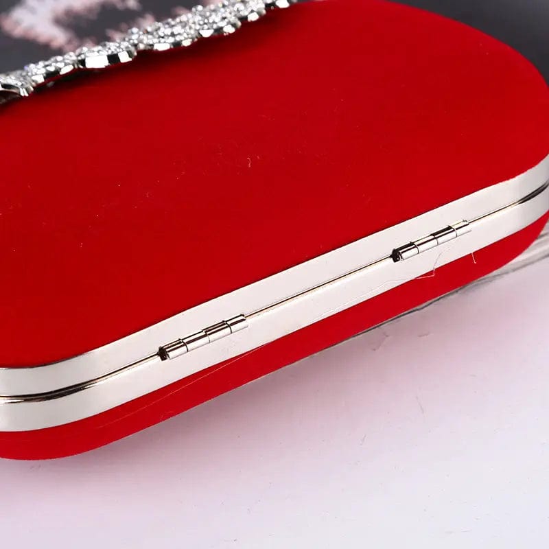 Factory direct wholesale brand new velour clutches crystal phoenix metal frame evening bag for women party prom wedding banquet