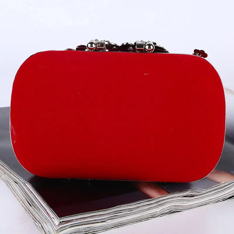 Factory direct wholesale brand new velour clutches crystal phoenix metal frame evening bag for women party prom wedding banquet