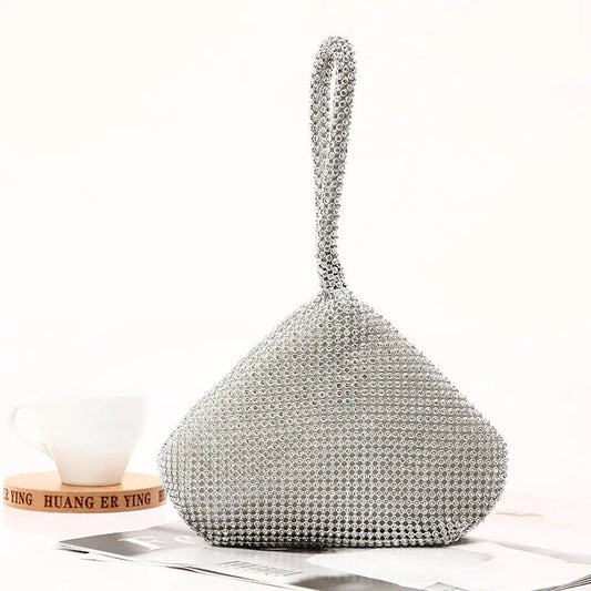 Factory direct wholesale classic crystal clutches diamond wristlet clutch landmine shape evening bag for lady party prom banquet