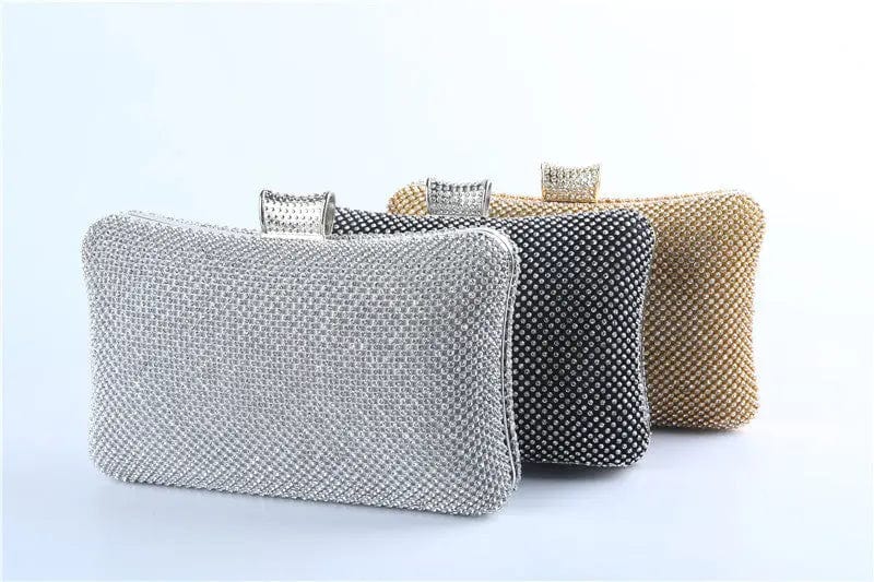 Factory direct wholesale classic crystal evening bag brand new diamond box clutch with satin lining for women party prom banquet