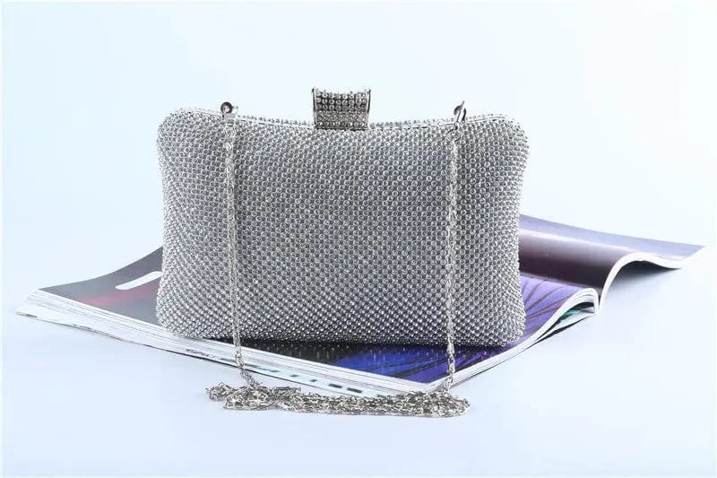 Factory direct wholesale classic crystal evening bag brand new diamond box clutch with satin lining for women party prom banquet
