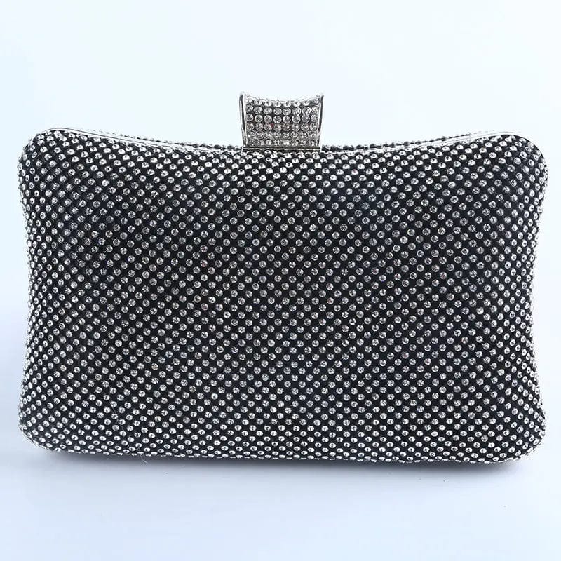 Factory direct wholesale classic crystal evening bag brand new diamond box clutch with satin lining for women party prom banquet