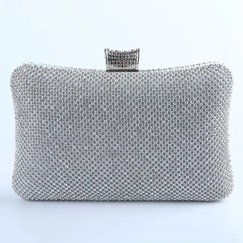 Factory direct wholesale classic crystal evening bag brand new diamond box clutch with satin lining for women party prom banquet
