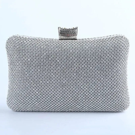Factory direct wholesale classic crystal evening bag brand new diamond box clutch with satin lining for women party prom banquet