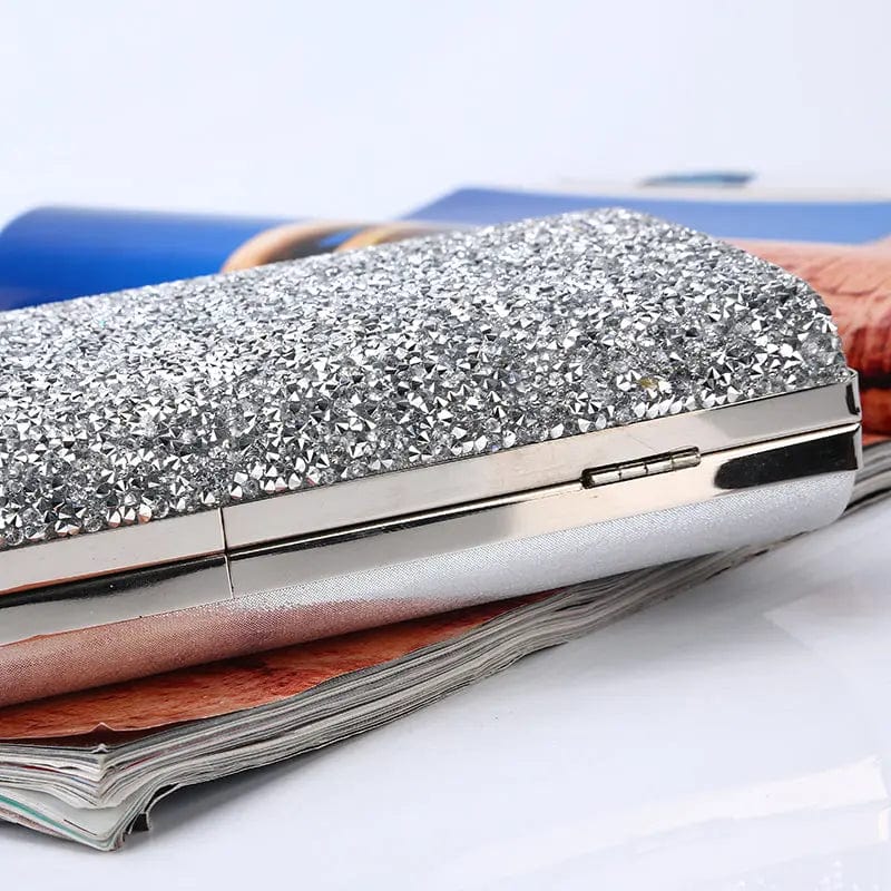 Factory direct wholesale classic crystal evening bag PU fabric clutch bag women large space spot supply for party prom banquet