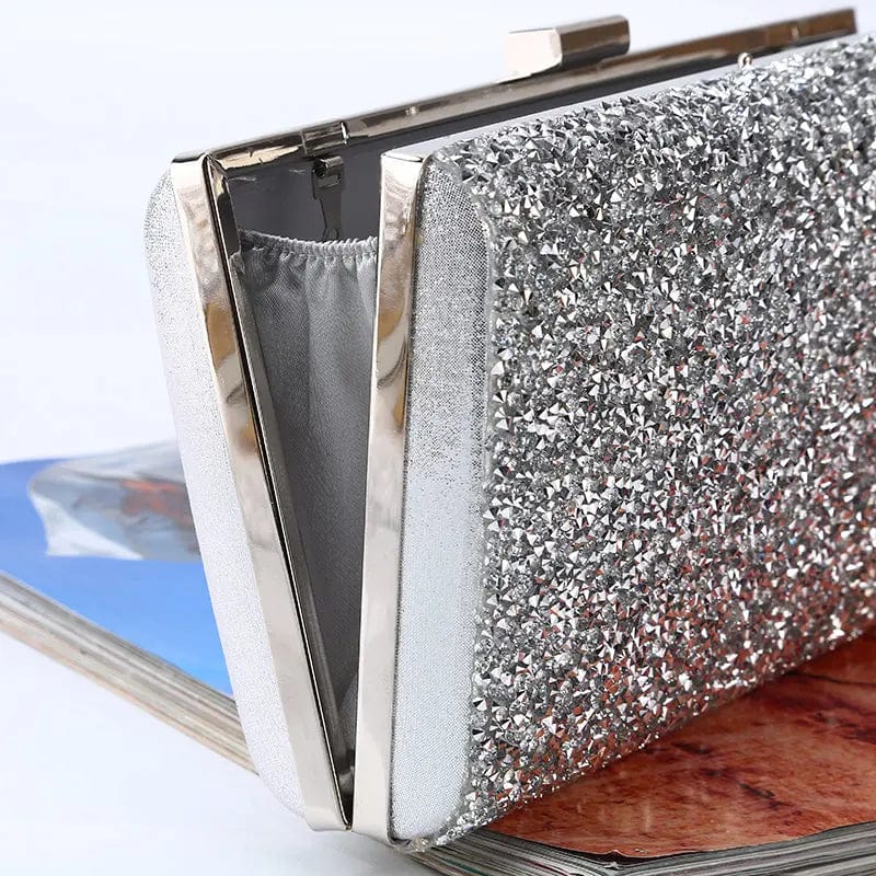 Factory direct wholesale classic crystal evening bag PU fabric clutch bag women large space spot supply for party prom banquet