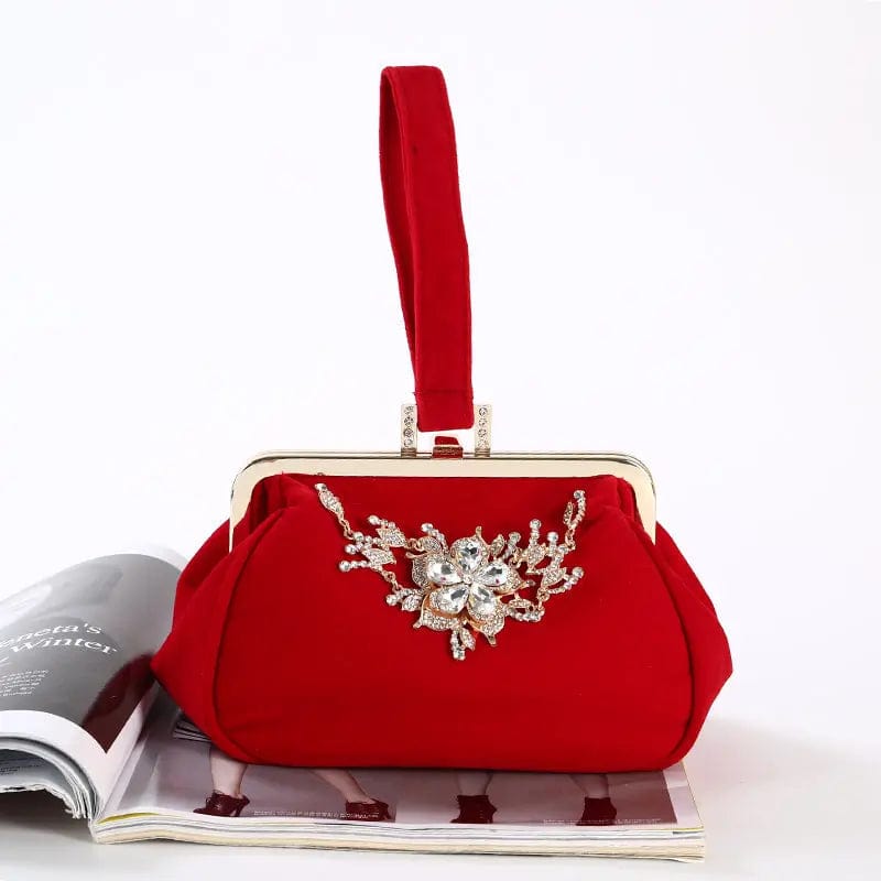 Factory direct wholesale classic jewel evening bag comfortable hand feeling velour luxury clutches women party more colors