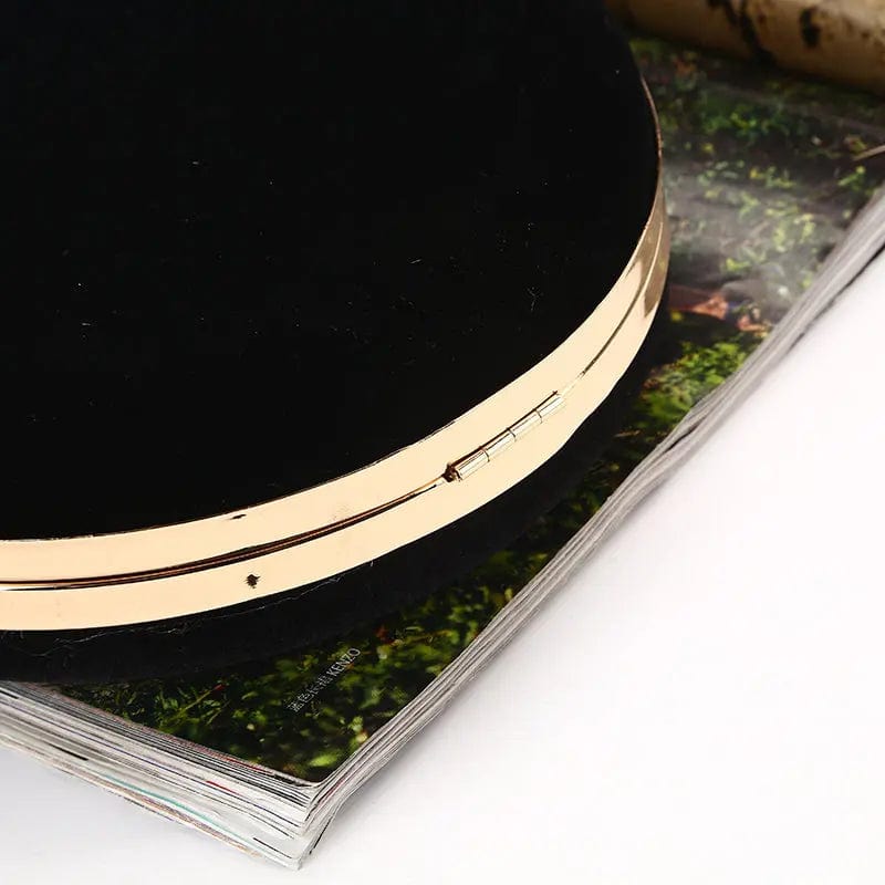 Factory direct wholesale fashion round evening bag velour clutches crystal metal handle handbags for party banquet wedding