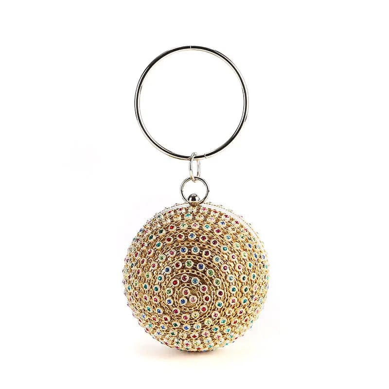 Factory direct wholesale new colorful crystal PU fabric gorgeous ball shaped clutches evening bag for party banquet wedding