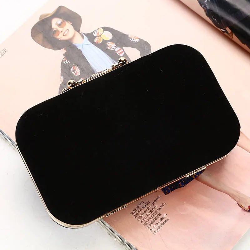 Factory direct wholesale new style velour clutch bag crystal crown metal frame evening bag more colors for party prom banquet