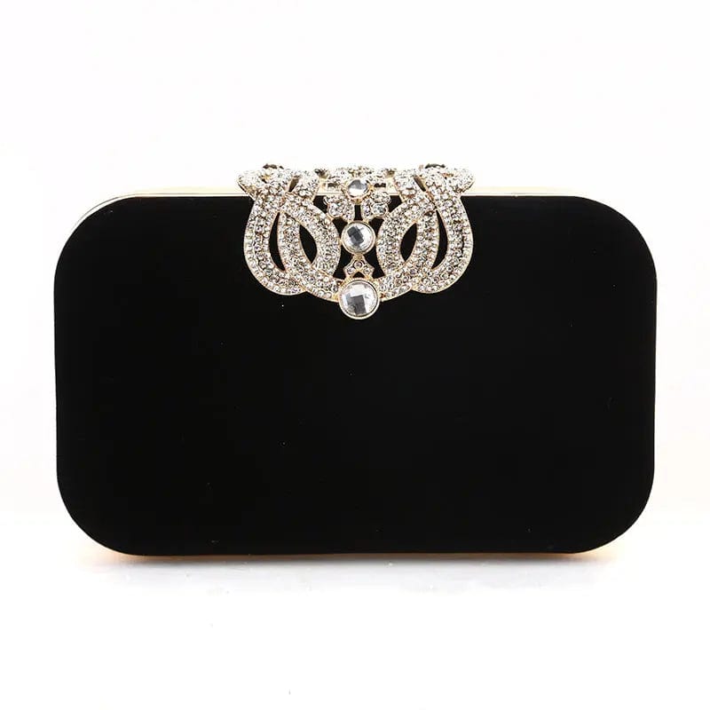 Factory direct wholesale new style velour clutch bag crystal crown metal frame evening bag more colors for party prom banquet