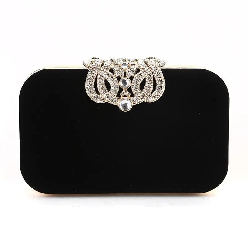 Factory direct wholesale new style velour clutch bag crystal crown metal frame evening bag more colors for party prom banquet
