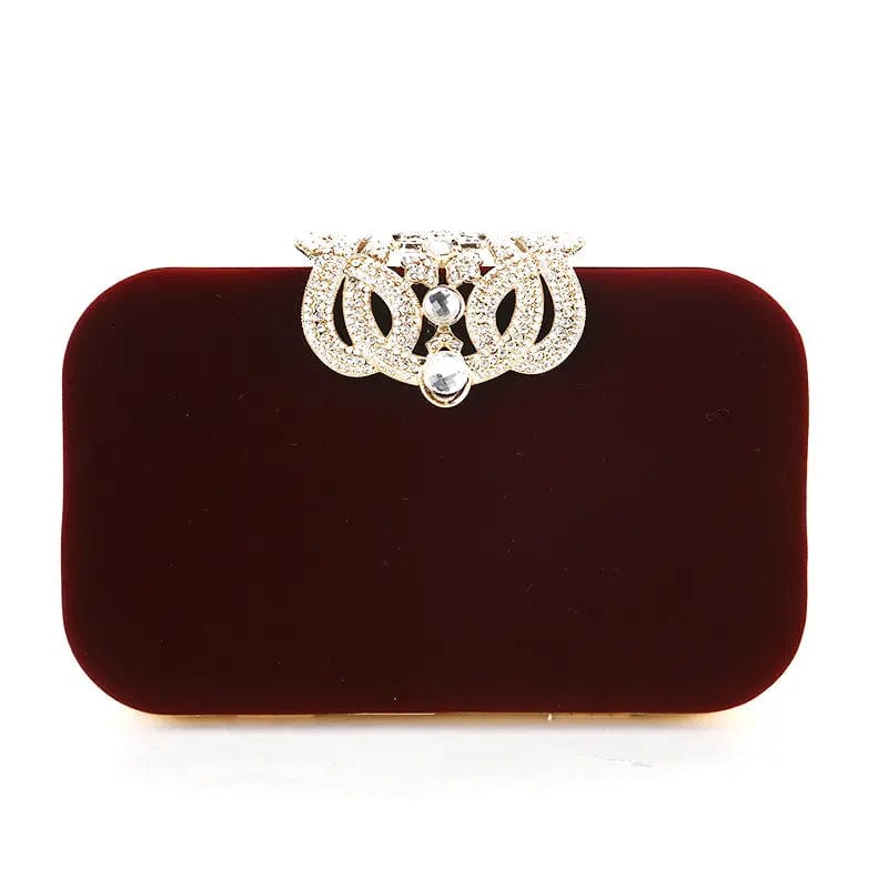 Factory direct wholesale new style velour clutch bag crystal crown metal frame evening bag more colors for party prom banquet