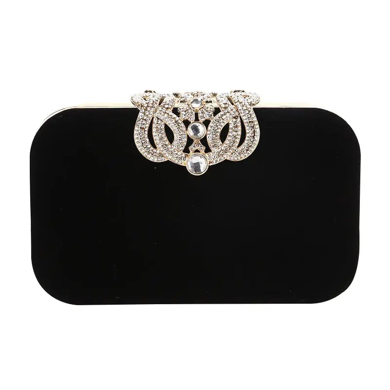 Factory direct wholesale new style velour clutch bag crystal crown metal frame evening bag more colors for party prom banquet