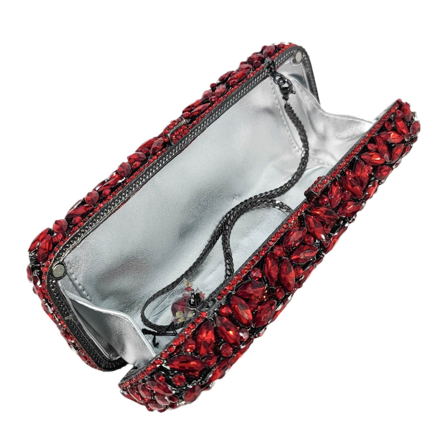 Factory Ladies Luxury Crystal Clutch Purse Women Dinner Evening Party Bags Red Rhinestone Box Clutch Wedding Handbag