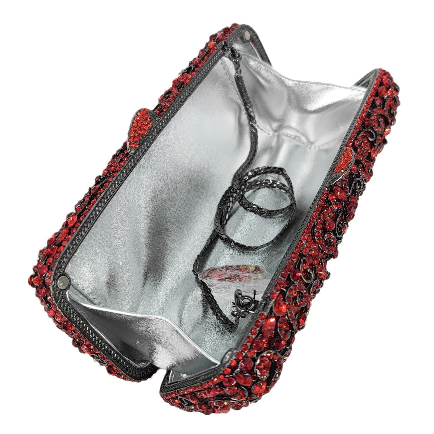 Factory Ladies Luxury Crystal Clutch Purse Women Dinner Evening Party Bags Red Rhinestone Box Clutch Wedding Handbag
