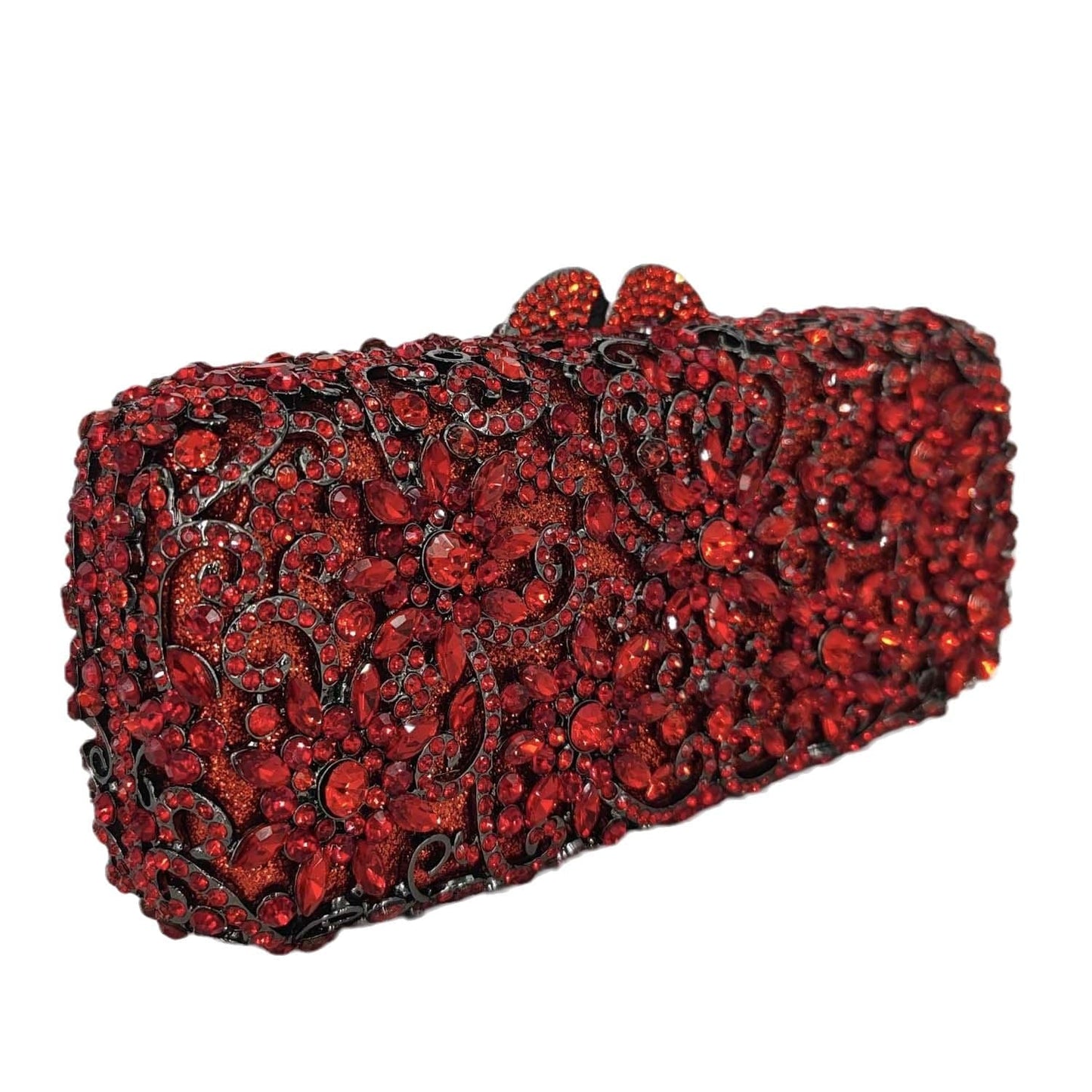 Factory Ladies Luxury Crystal Clutch Purse Women Dinner Evening Party Bags Red Rhinestone Box Clutch Wedding Handbag