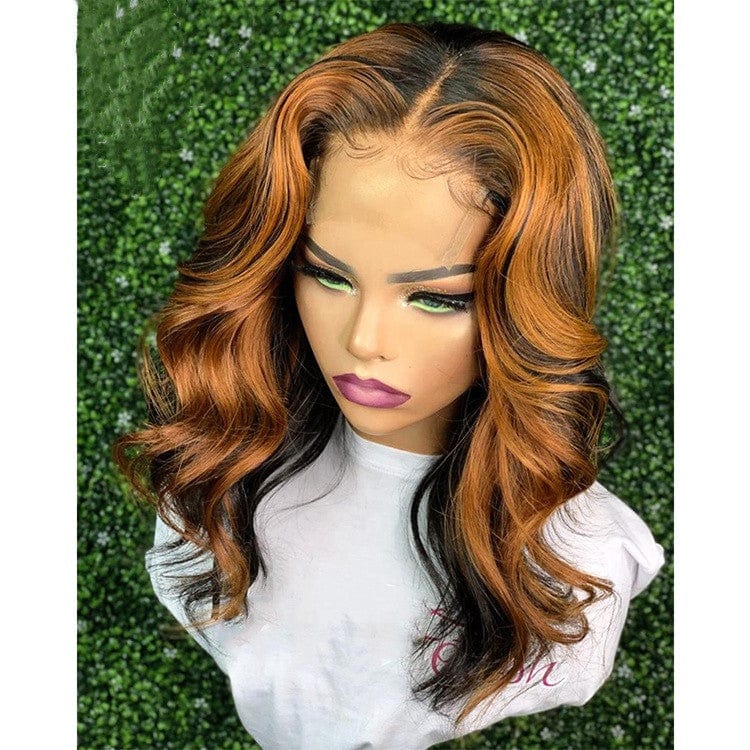 Factory Price Body Wave Customized Color Dark Ginger Color Virgin 100% Human Hair Transparent Lace Front Wigs