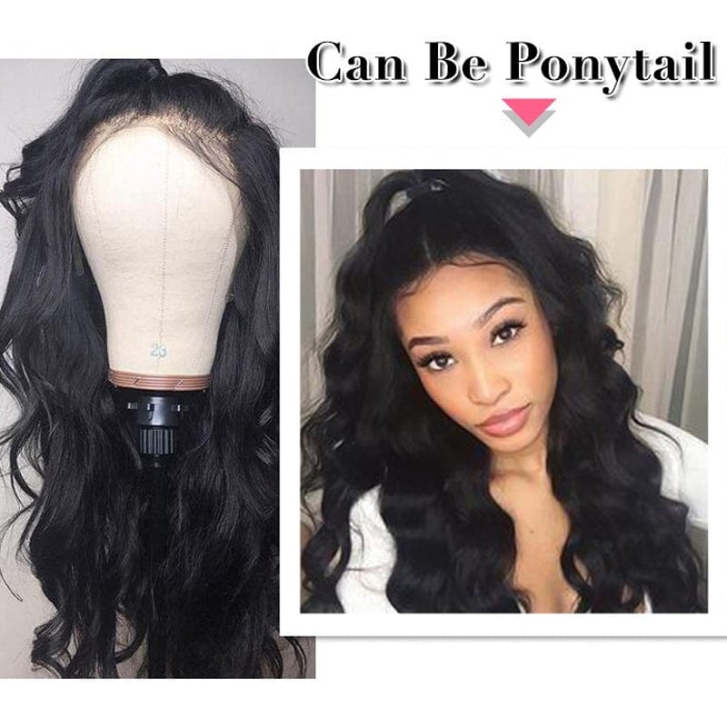 Factory  sale 4x4 hd lace closure Wigs 100 natural Human Hair with natural color body wave