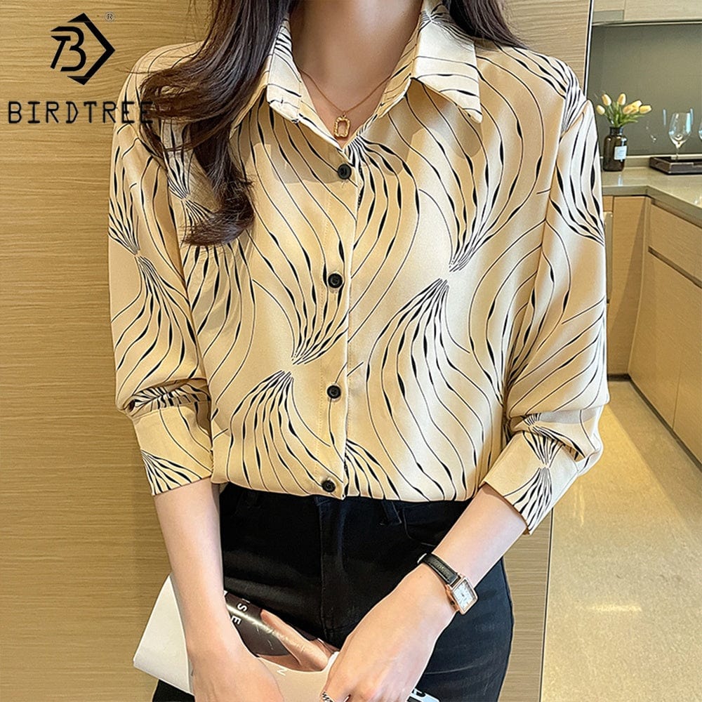 Factory Sale Women Geometry Printing Shirt 2022 Autumn New Style Long Sleeves Female Cheap Clothes Blouses Tops T27611X