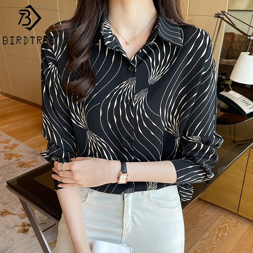 Factory Sale Women Geometry Printing Shirt 2022 Autumn New Style Long Sleeves Female Cheap Clothes Blouses Tops T27611X