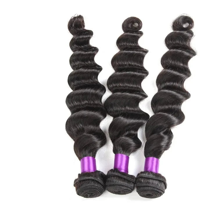 Factory Supplier Raw Virgin Brazilian Human Hair Closure Black Extension Loose Deep Wave Bundles On Sale
