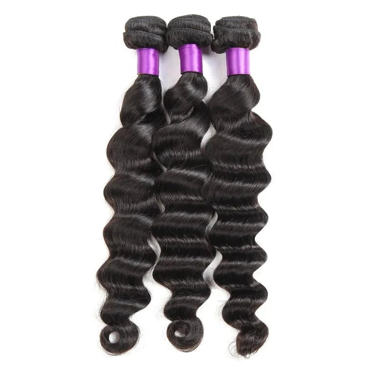 Factory Supplier Raw Virgin Brazilian Human Hair Closure Black Extension Loose Deep Wave Bundles On Sale