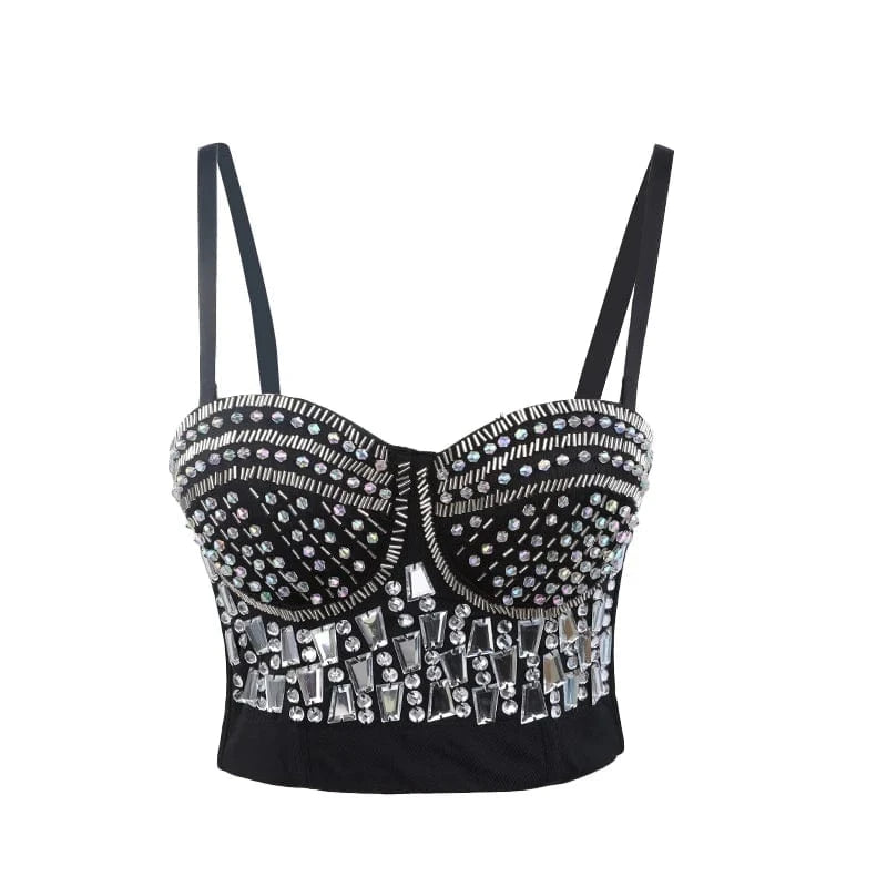 Factory Supply New Design Bar Women Rhinestone Corset Top Dance Camisole Sexy Tops For Women