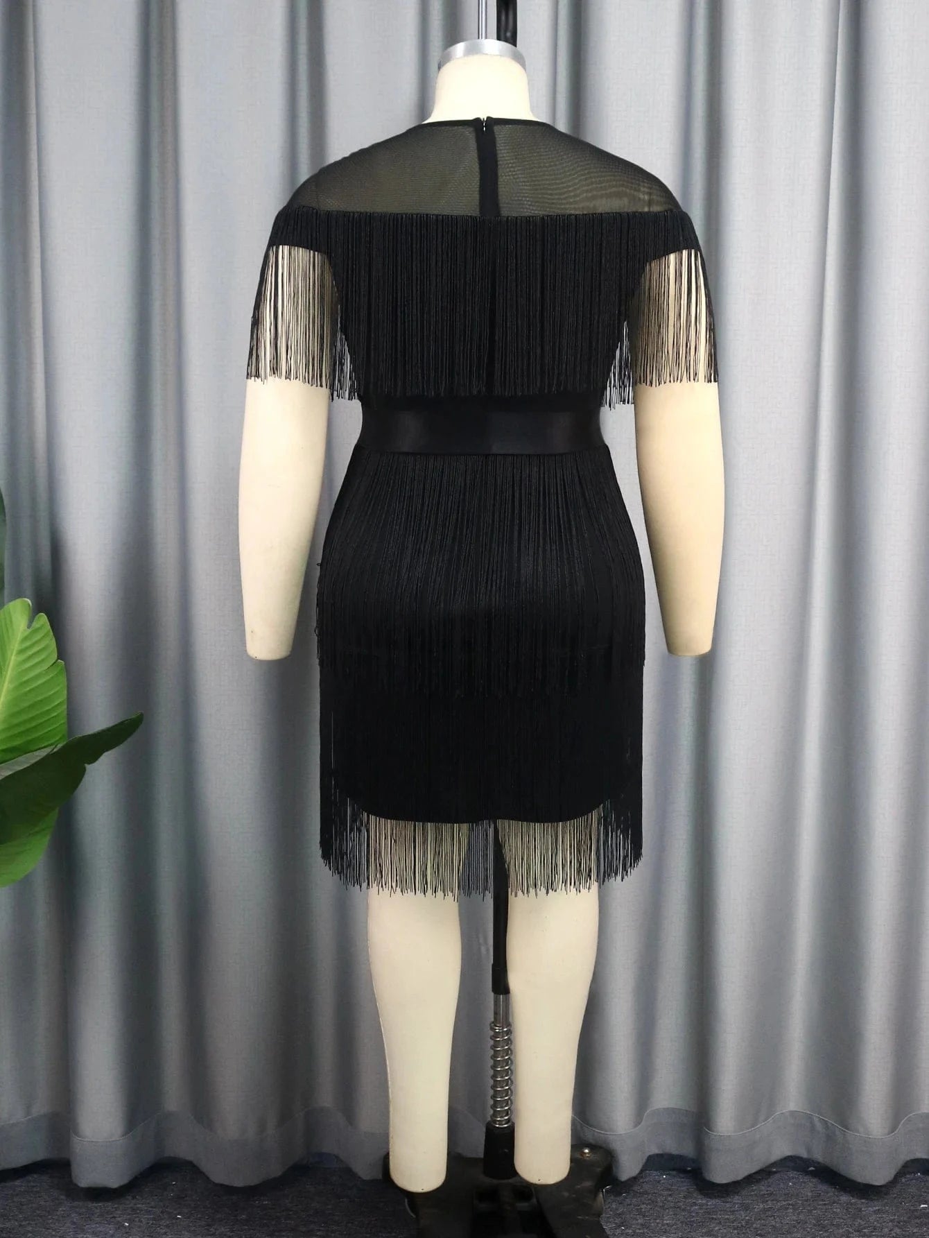 Factory Waist Belt See Through Tassel Women Club Dresses Plus Size