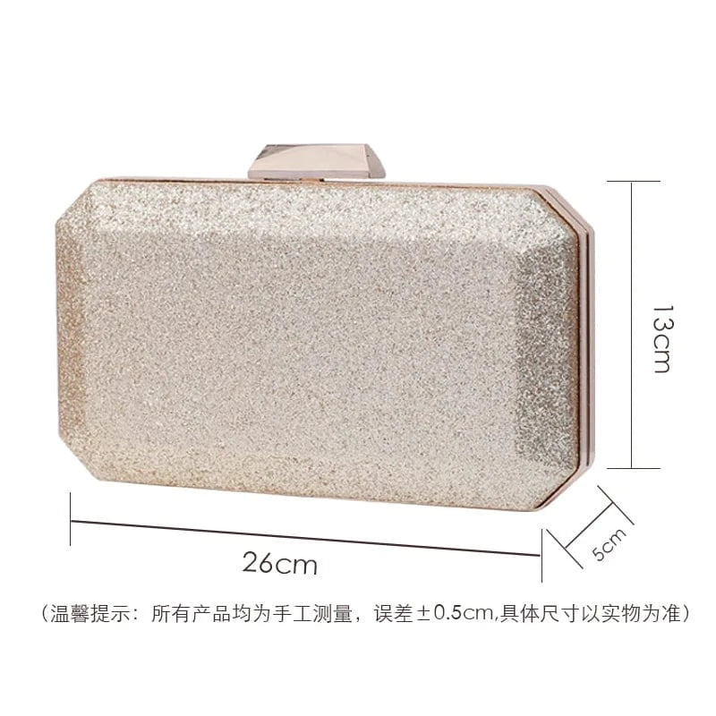 Factory wholesale direct selling fancy trendy bling glitter PU leather handmade wedding golden clutch bag