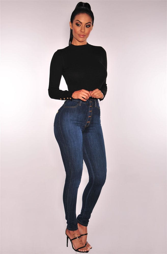 Factory Wholesale Hot Sale European and American Plus Size Women's Amazon Cotton High Waist Elastic Slim Fit Denim Pennies Jeans