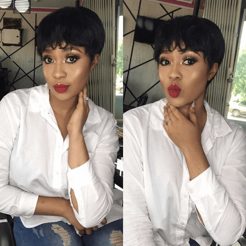 Factory Wholesale Short Pixie Cut Wig Short Bob Wig with Bangs Red Brown Brazilian Human Hair Pixie Wigs