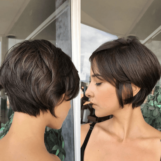 Factory Wholesale Short Pixie Cut Wig Short Bob Wig with Bangs Red Brown Brazilian Human Hair Pixie Wigs
