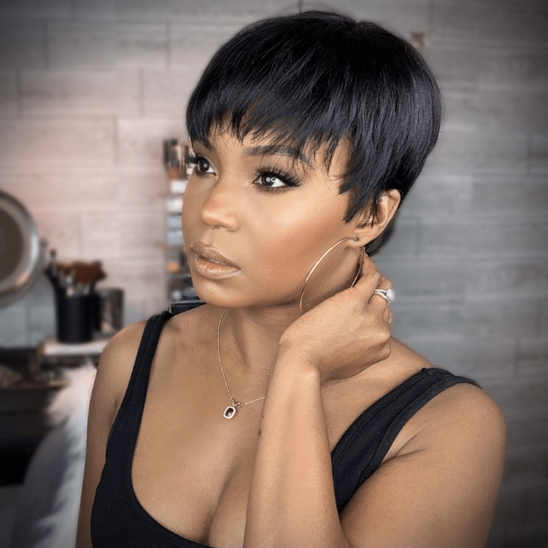 Factory Wholesale Short Pixie Cut Wig Short Bob Wig with Bangs Red Brown Brazilian Human Hair Pixie Wigs