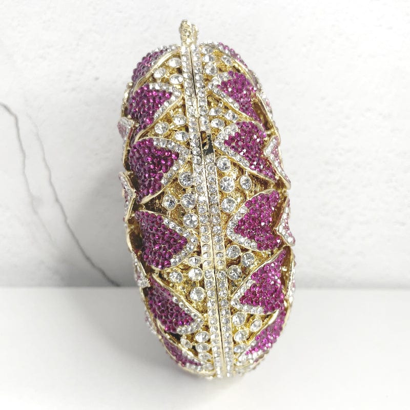 Factory wholesales Custom Made Diamond Flower Shape Clutch Women Crystal Hard Metal Bridal Purse And Handbag Wedding