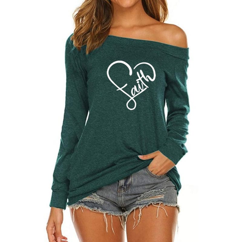 Faith Hope Love Custom Logo American Long Sleeve Loose Autumn Tees T shirt Women fall 2022 women clothes