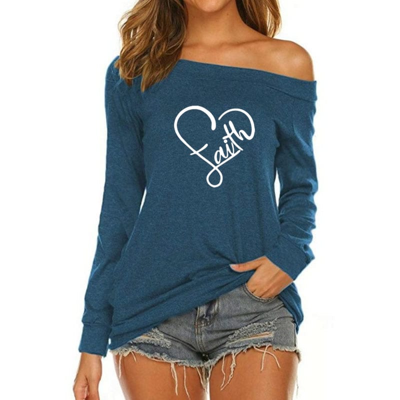 Faith Hope Love Custom Logo American Long Sleeve Loose Autumn Tees T shirt Women fall 2022 women clothes