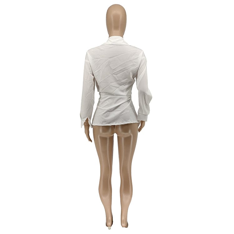 Fall 2022 Woman Clothes Fashion Solid Hollowed Out Turn down Collar Shirts