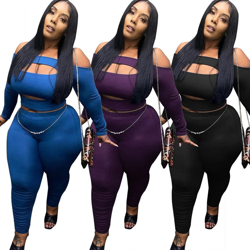 Fall boutique matching sets women sexy plus size casual outfit two piece set