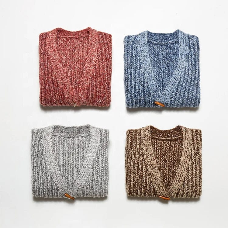 Fall oversized hot sale striped custom knit chunky cashmere cardigan women sweater