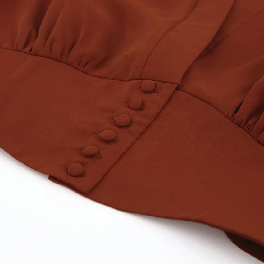 Fall Spring New Vintage V Neck Ladies Elegant Shirt Slim Puff Long Sleeve Cropped Women Blouse Tops